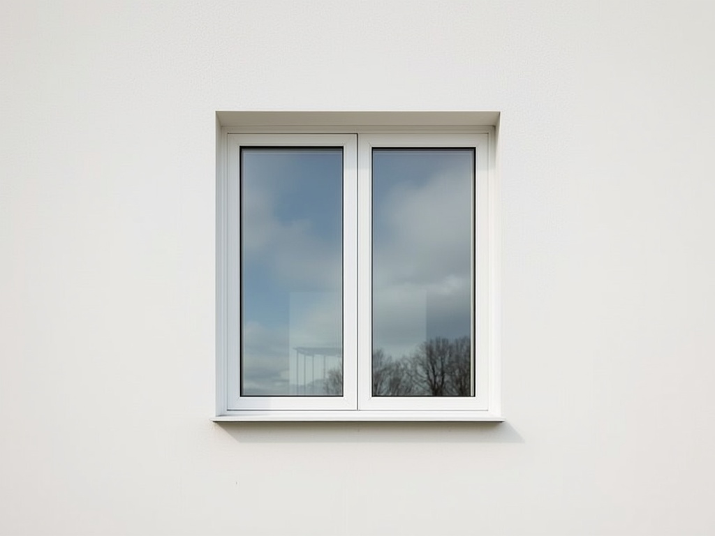 Detail van wit kunststof schuifkozijn in gestucte gevel van moderne woning in Naarden