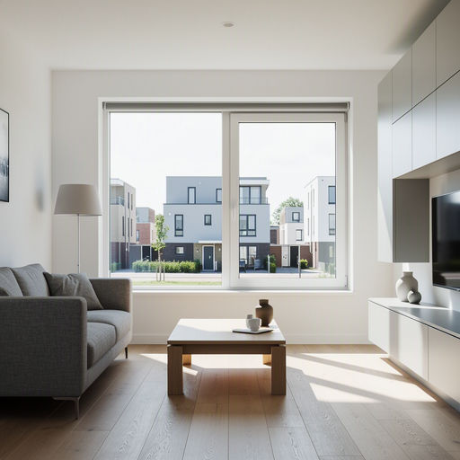 Interieur van nieuwbouwwoning in Naarden met groot kunststof panoramaraam