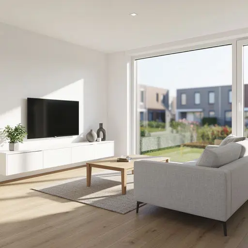 Interieur van nieuwbouwwoning in Almere met groot kunststof panoramaraam