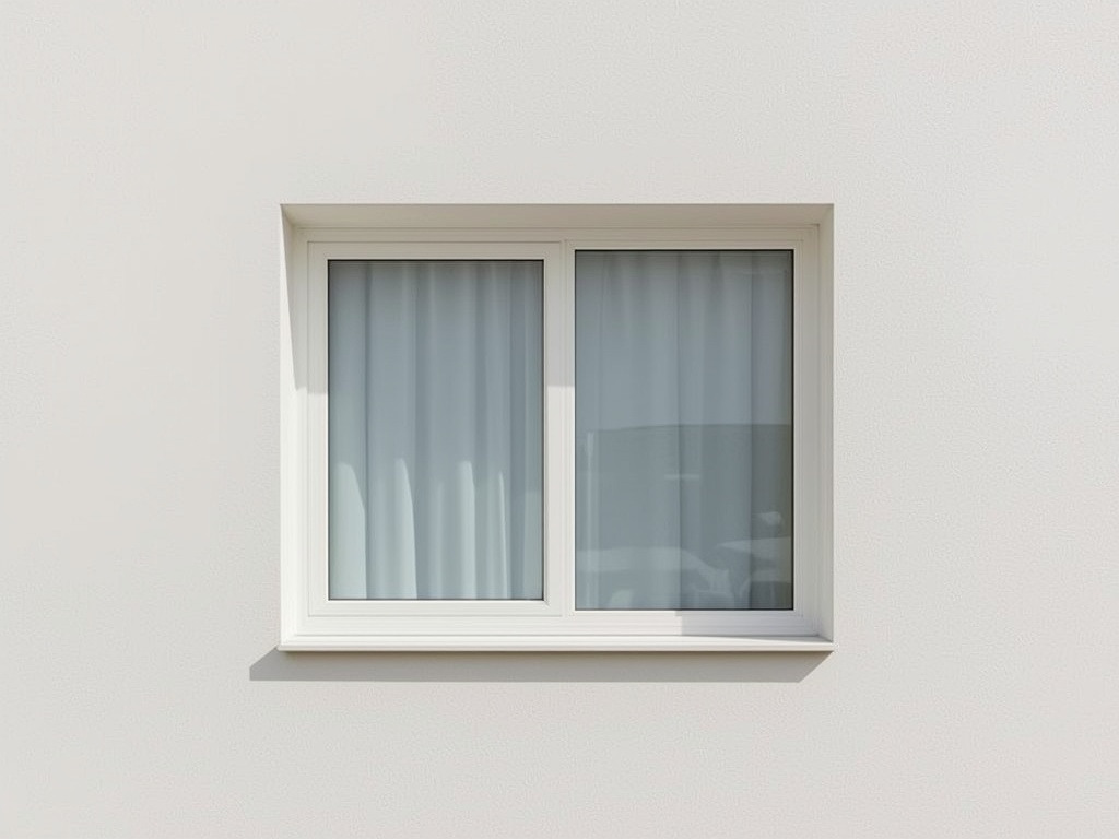 Close-up van wit kunststof schuifkozijn in gepleisterde gevel van moderne woning in Hilversum