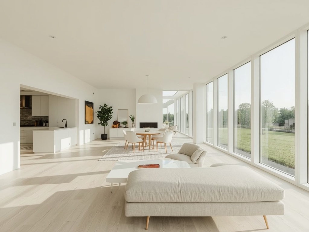 Interieur van woning in Soest met groot kunststof panoramaraam in de woonkamer