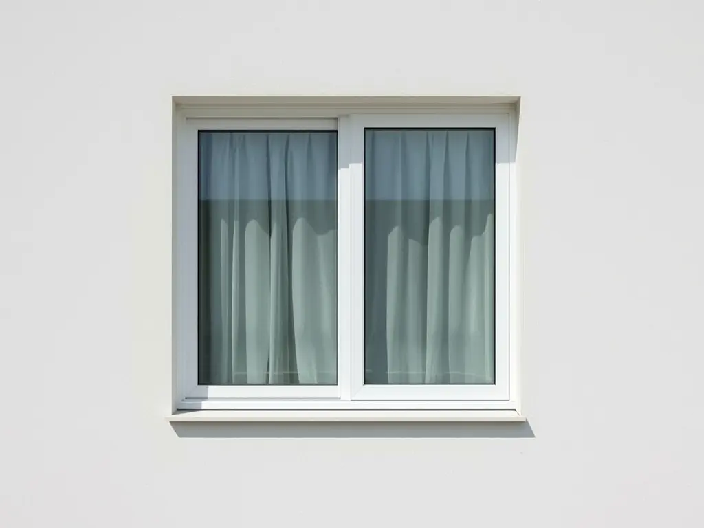 Close-up van wit kunststof schuifkozijn in gepleisterde gevel van moderne woning in Almere