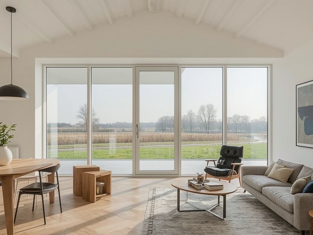 Interieur van nieuwbouwwoning in Hilversum met groot kunststof panoramaraam