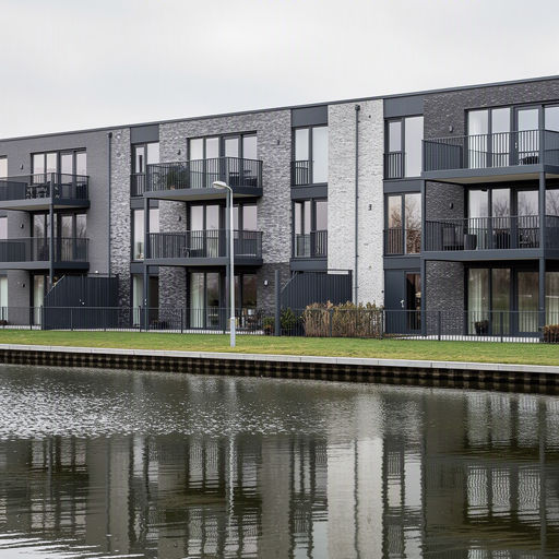 Appartementencomplex in Weesp met antracietkleurige kunststof kozijnen aan de gevelzijde