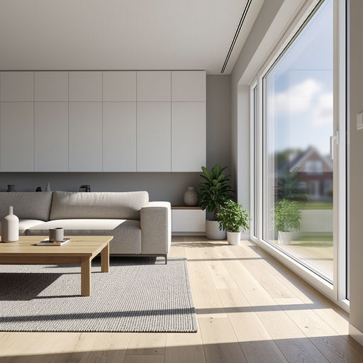 Interieur van een nieuwbouwwoning in Bussum met groot kunststof panoramaraam
