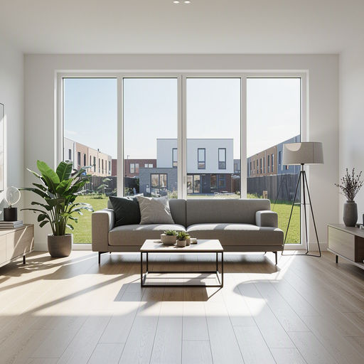 Interieur van nieuwbouwwoning in Zeewolde met groot kunststof panoramaraam