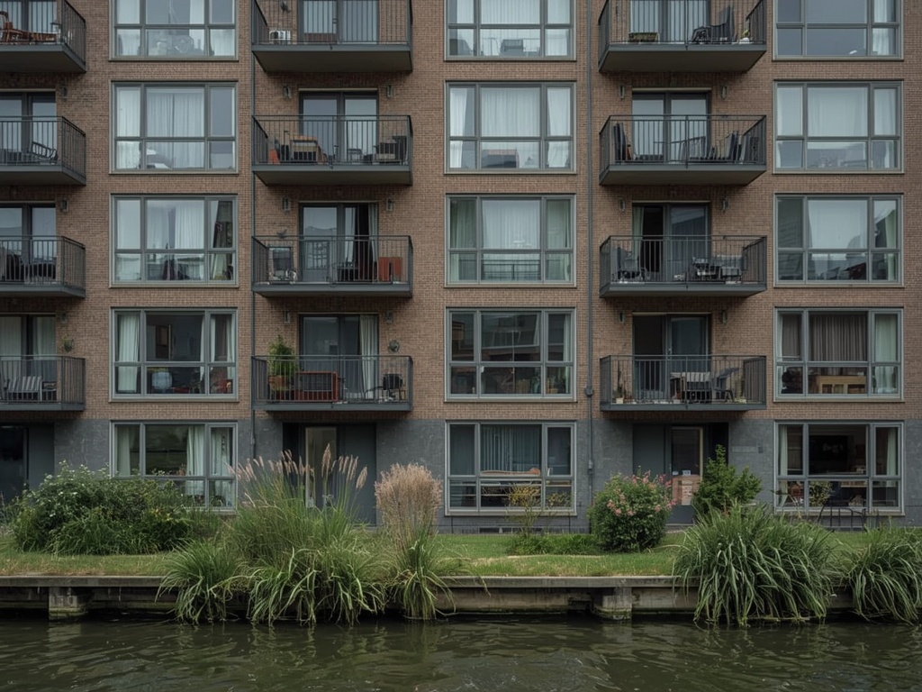 Appartementencomplex in Huizen met antracietkleurige kunststof kozijnen