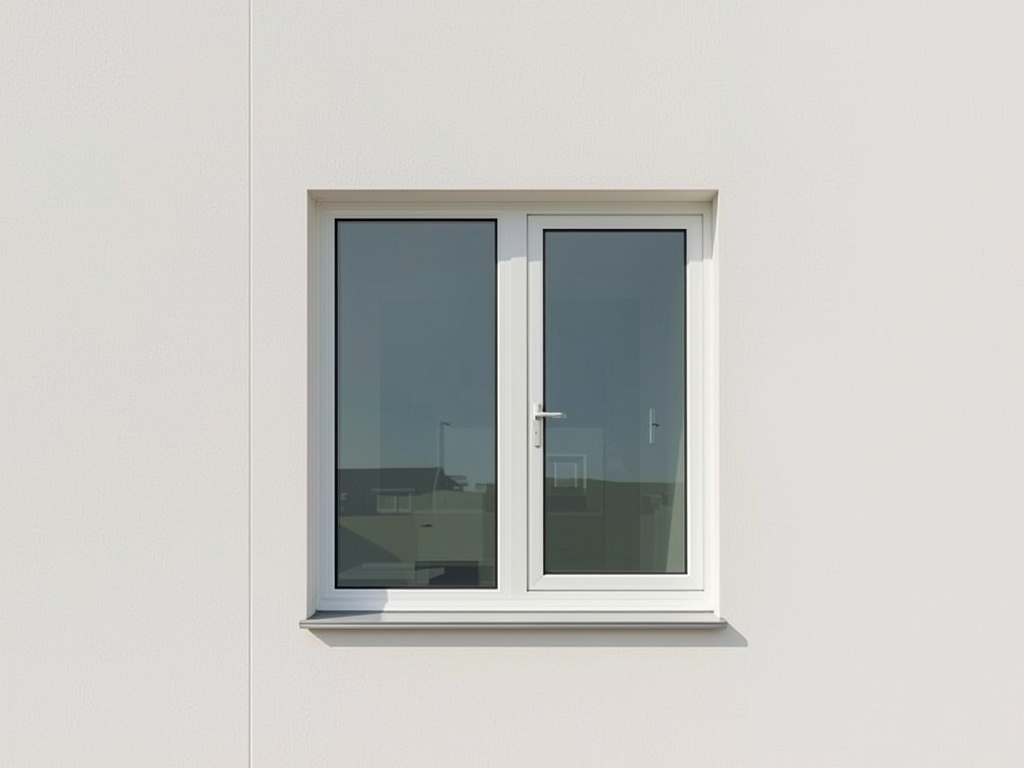 Close-up kunststof schuifkozijn wit op gepleisterde gevel modern woning Huizen
