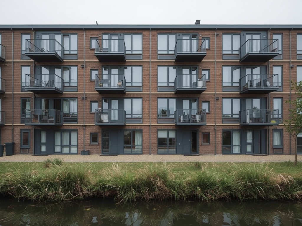 Appartementencomplex Lelystad Haven met antraciet kunststof kozijnen en moderne uitstraling
