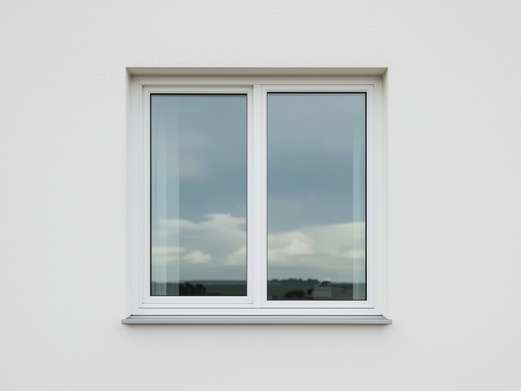 Detail-opname wit kunststof schuifkozijn op gladde gevel modern huis Soest