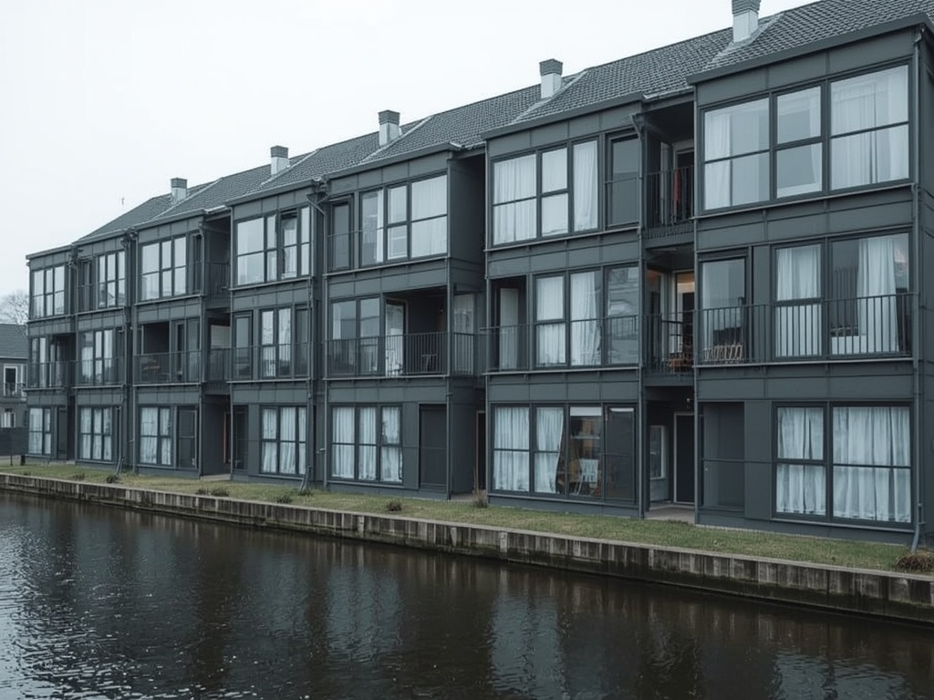 Appartementencomplex Huizen met antraciet kunststof kozijnen