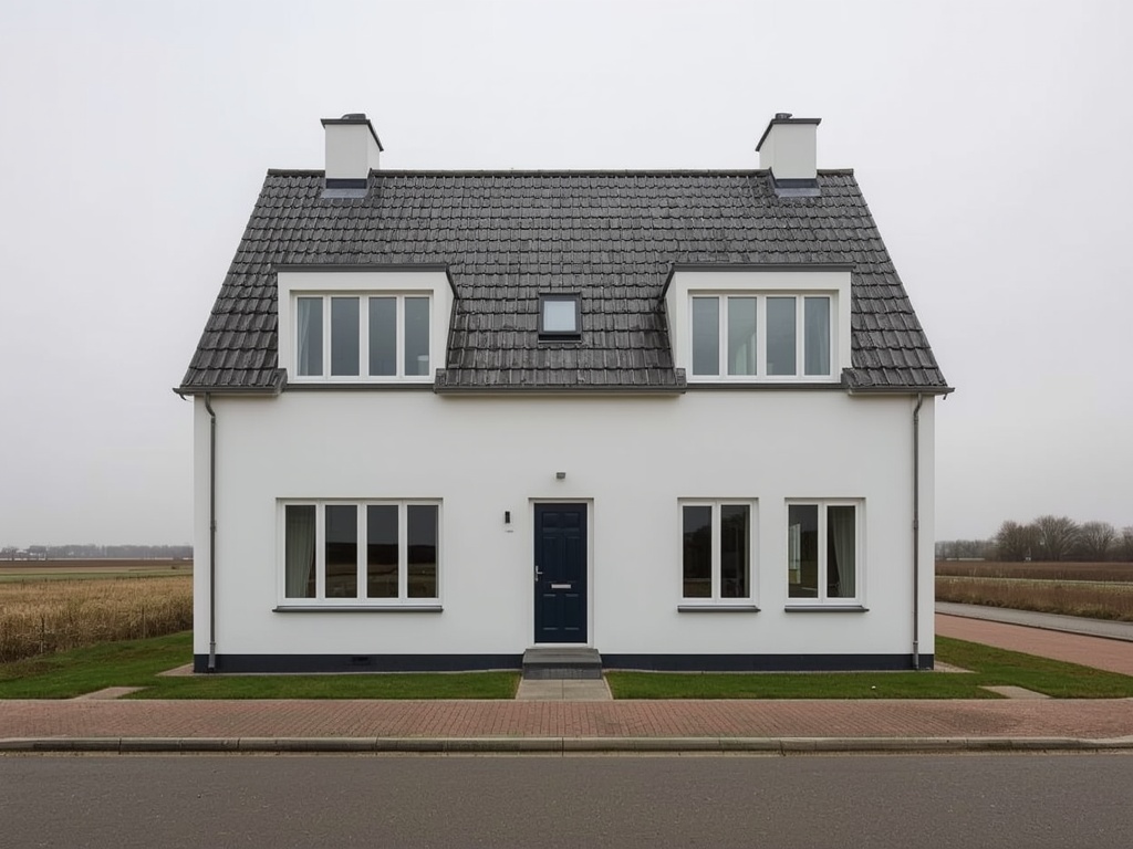 Moderne vrijstaande woning in Naarden Bos van Bredius met recent geplaatste witte kunststof kozijnen