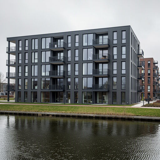 Appartementencomplex Weesp met antraciet kunststof kozijnen