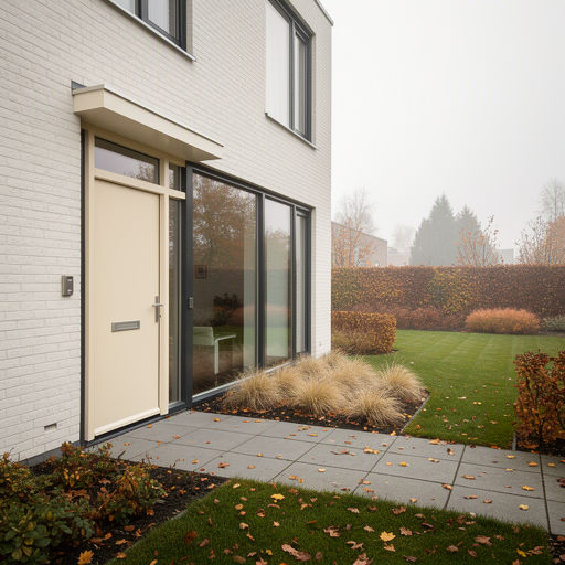 Monteur plaatst een kunststof achterdeur bij een woning in Almere