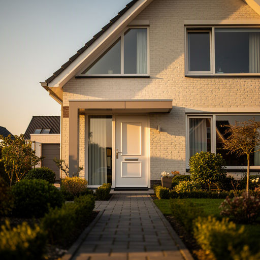 Kunststof voordeur aan de voorgevel van een woning in Almere